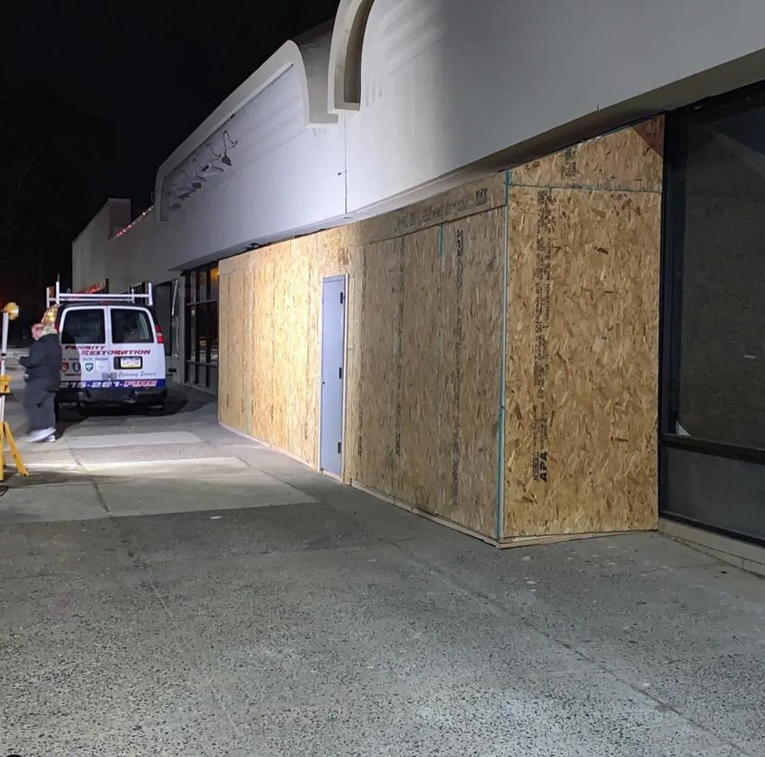 Priority Restoration securing a building with a board-up