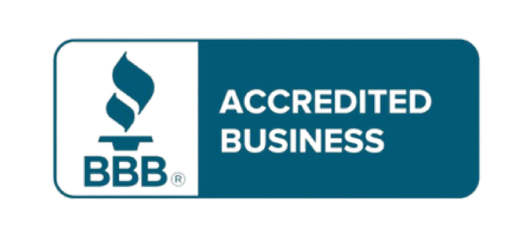 BBB Accredited Business logo featuring the BBB torch symbol and the words "Accredited Business.