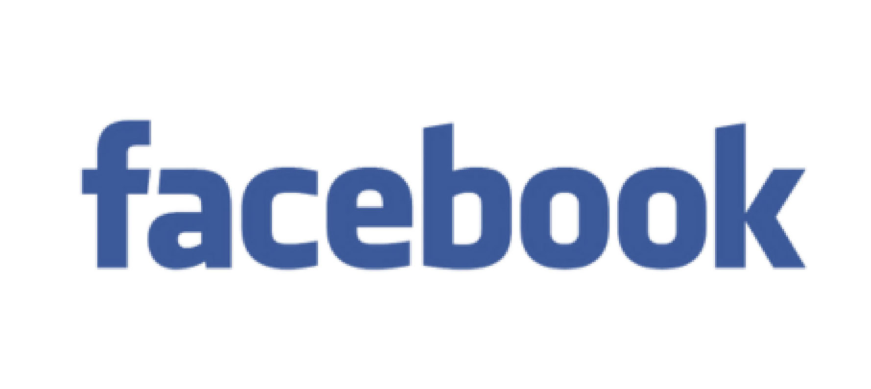 Facebook logo in blue text on a white background.